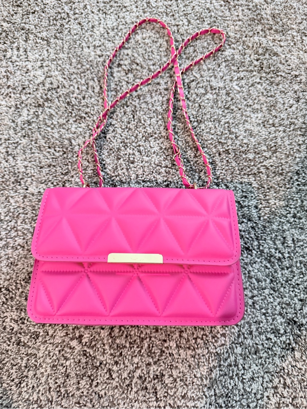 Pink Quilted Chain Shoulder Bag - Picture 1 of 3